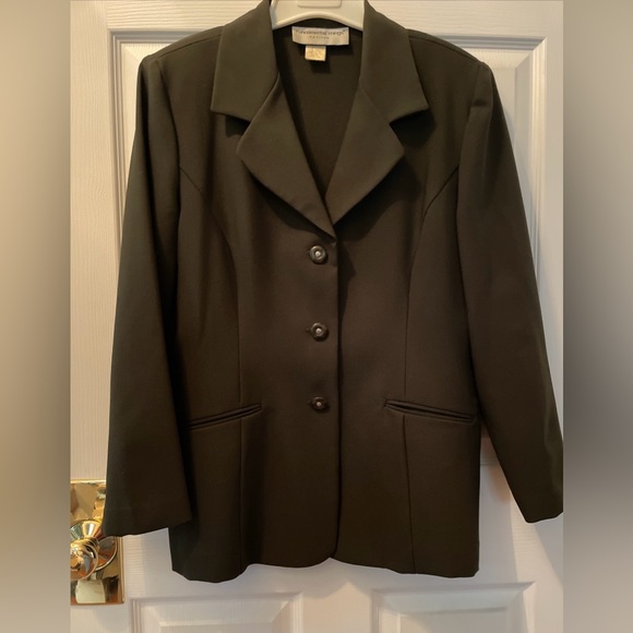 Misses 14 dark green jacket, lucite buttons, unlined, pockets - Picture 5 of 16